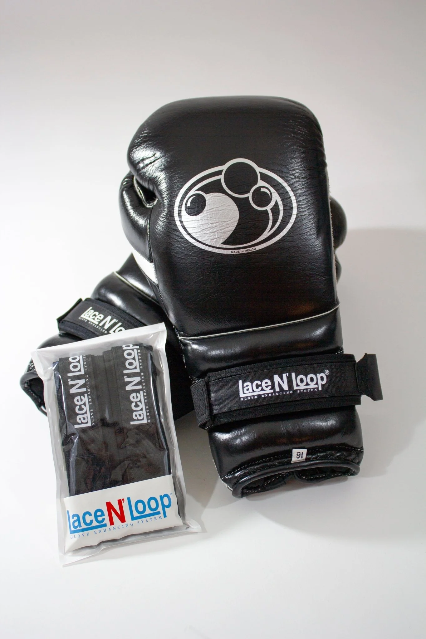 Midnight Black (white logo) Lace N Loop Straps (Pair) - Image 4