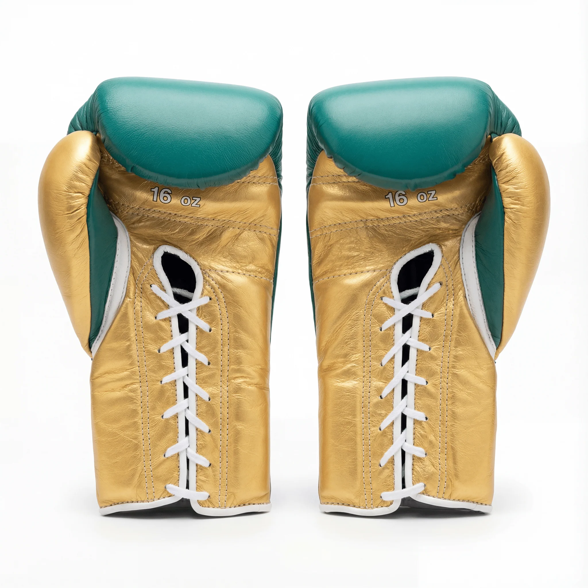 WINNING LACE-UP BOXING GLOVES - GREEN/GOLD - Image 3